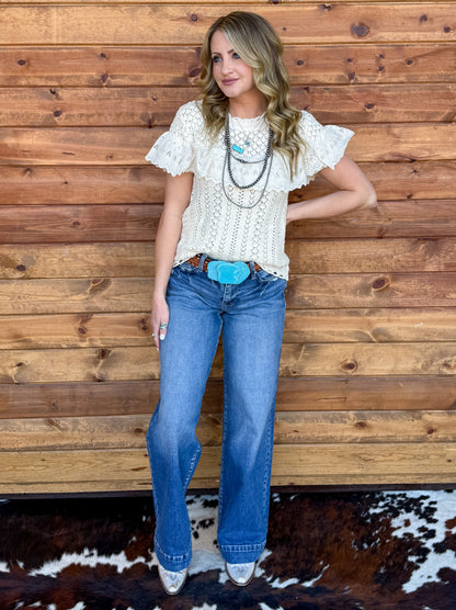Ivory Cowgirl Crochet Blouse