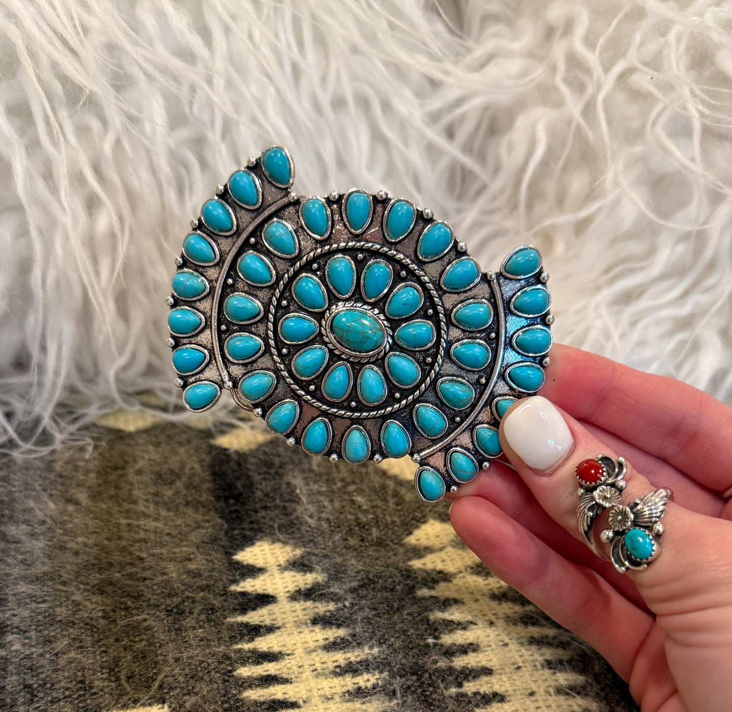 Turquoise Bowtie Cluster Belt Buckle