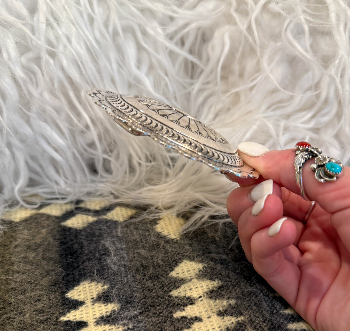 Oval Burnished Silver Concho Belt Buckle