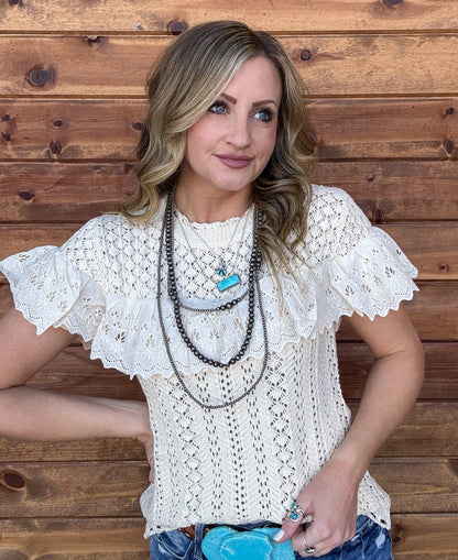 Ivory Cowgirl Crochet Blouse