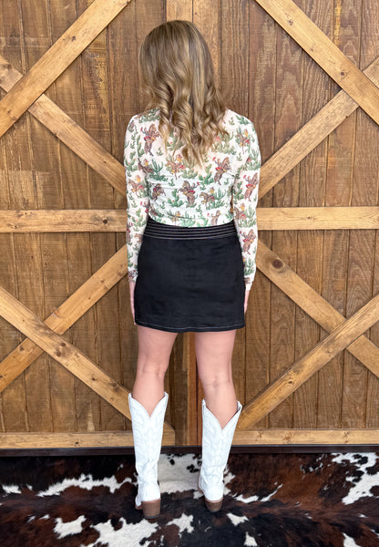 Rodeo Nights Mini Skirt *Black
