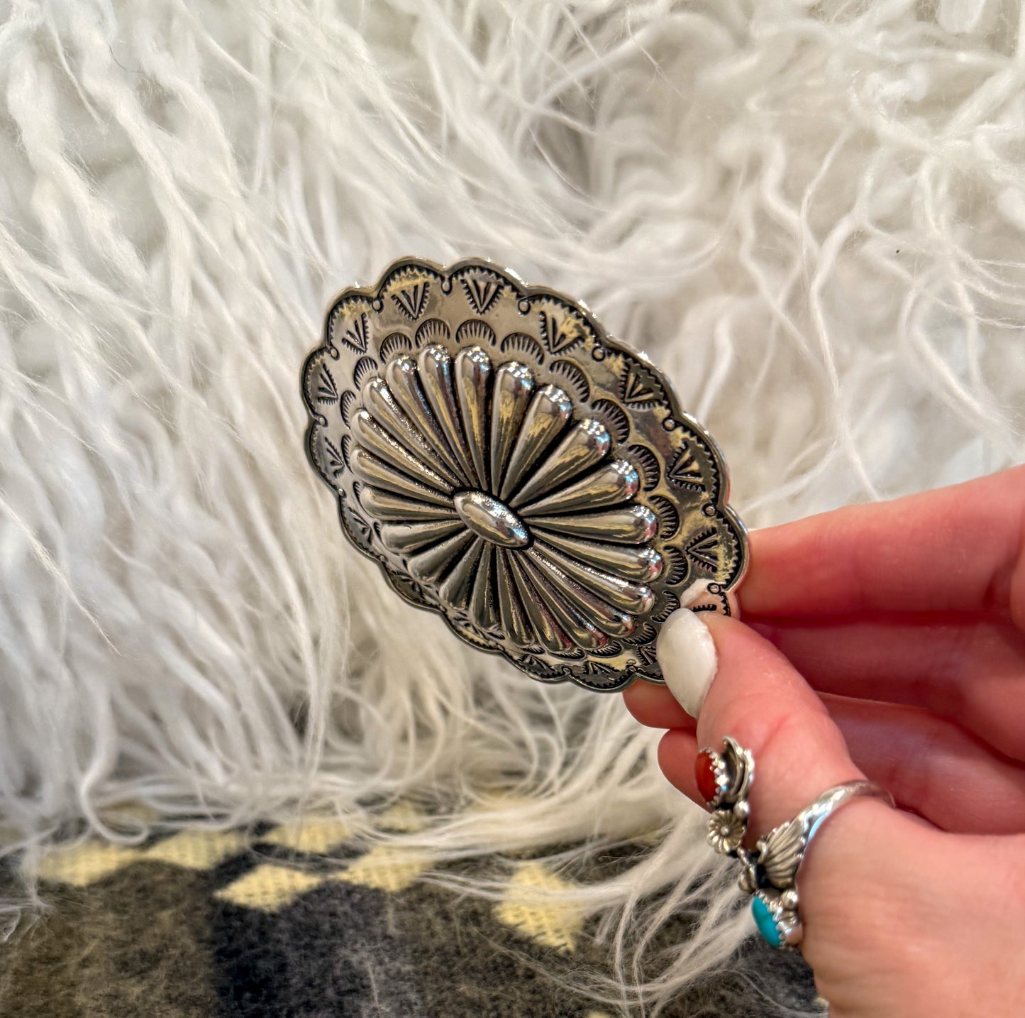 Burnished Silver Concho Belt Buckle