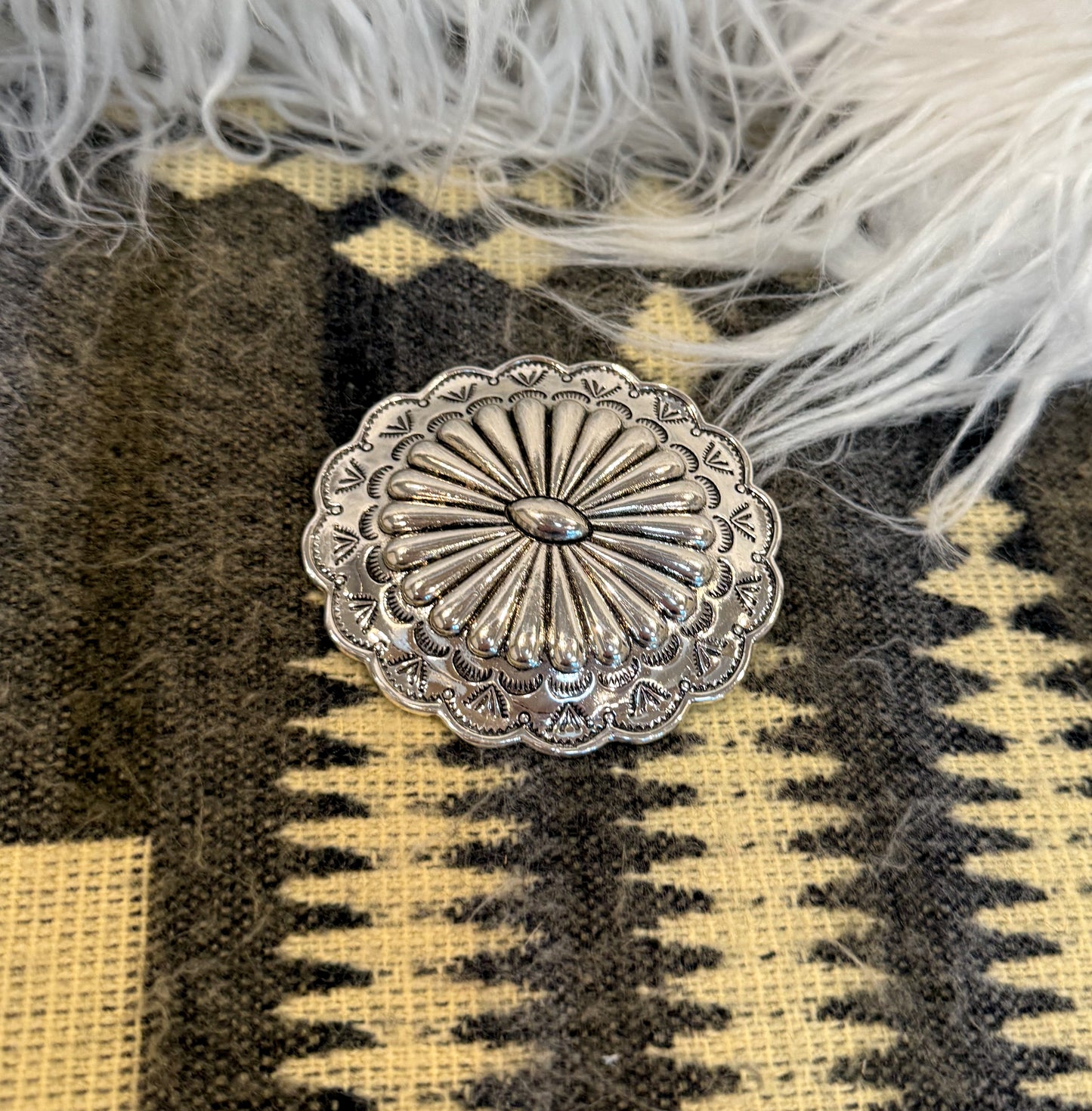 Burnished Silver Concho Belt Buckle