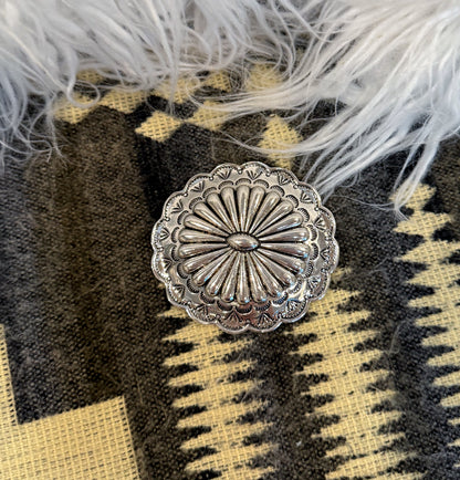 Burnished Silver Concho Belt Buckle