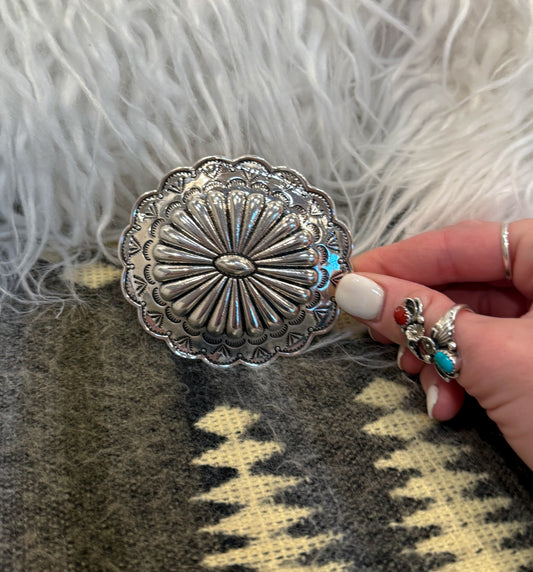 Burnished Silver Concho Belt Buckle