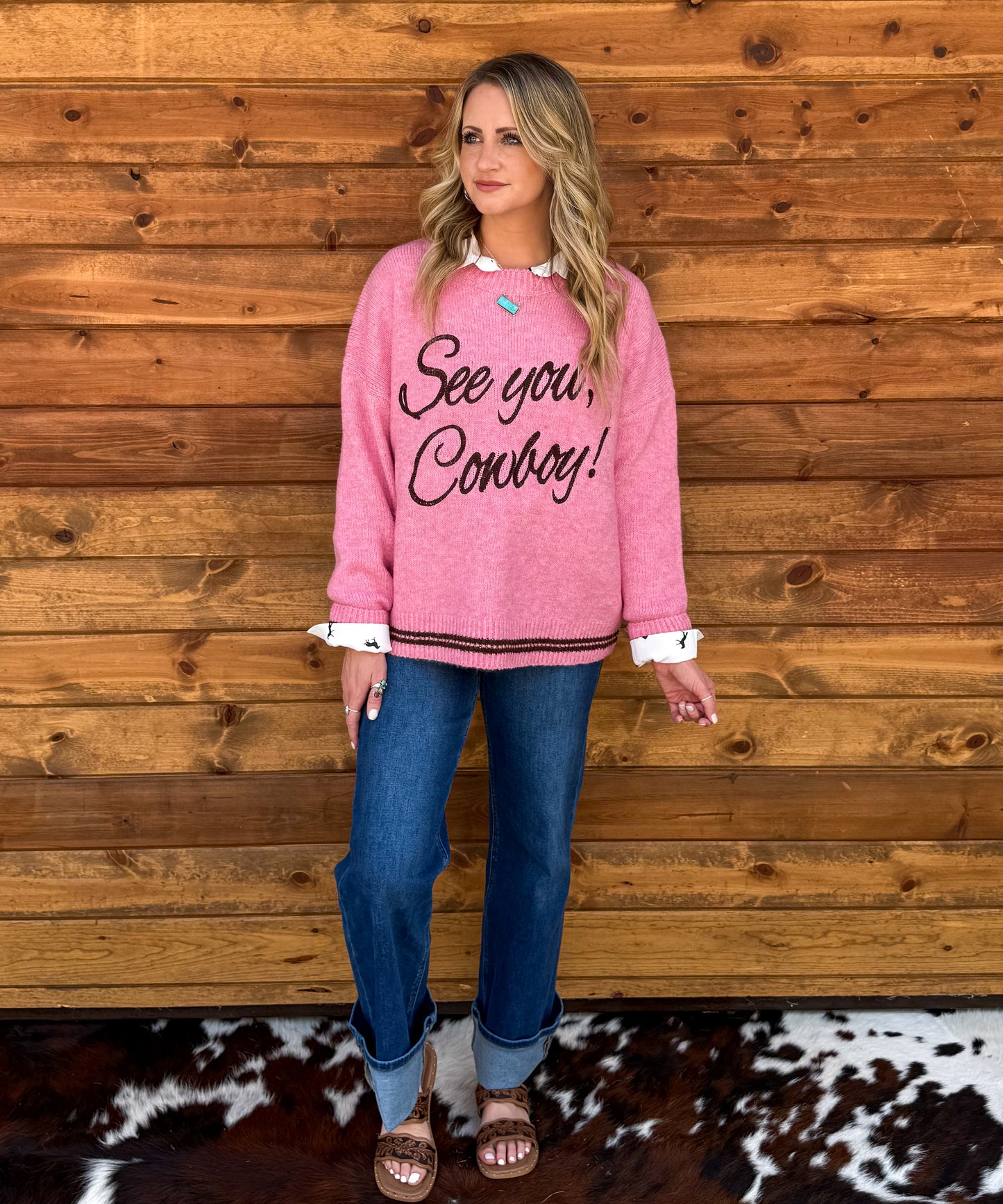 See You Cowboy Sweater *Pink