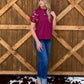 Burgundy Horses Top