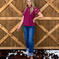 Burgundy Horses Top