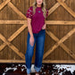 Burgundy Horses Top