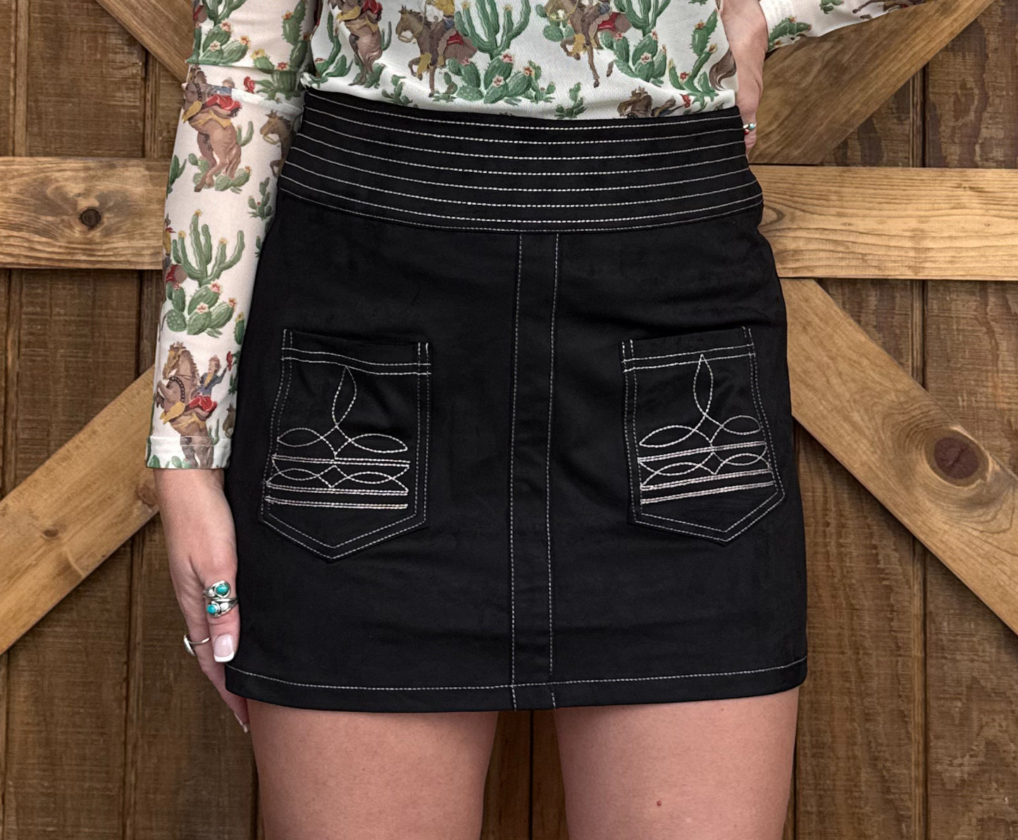 Rodeo Nights Mini Skirt *Black