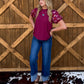 Burgundy Horses Top