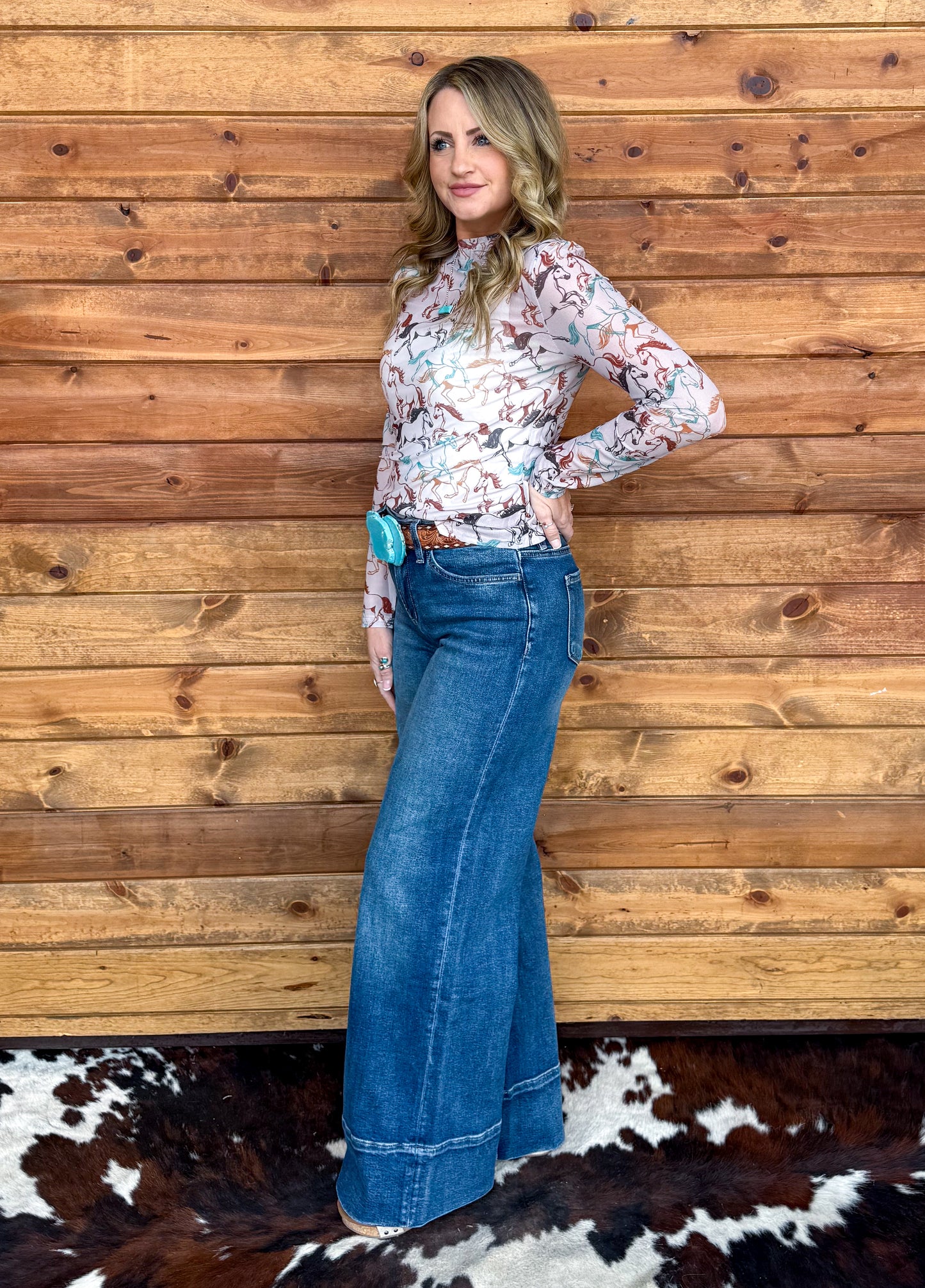 Colorful Horses Mesh Top