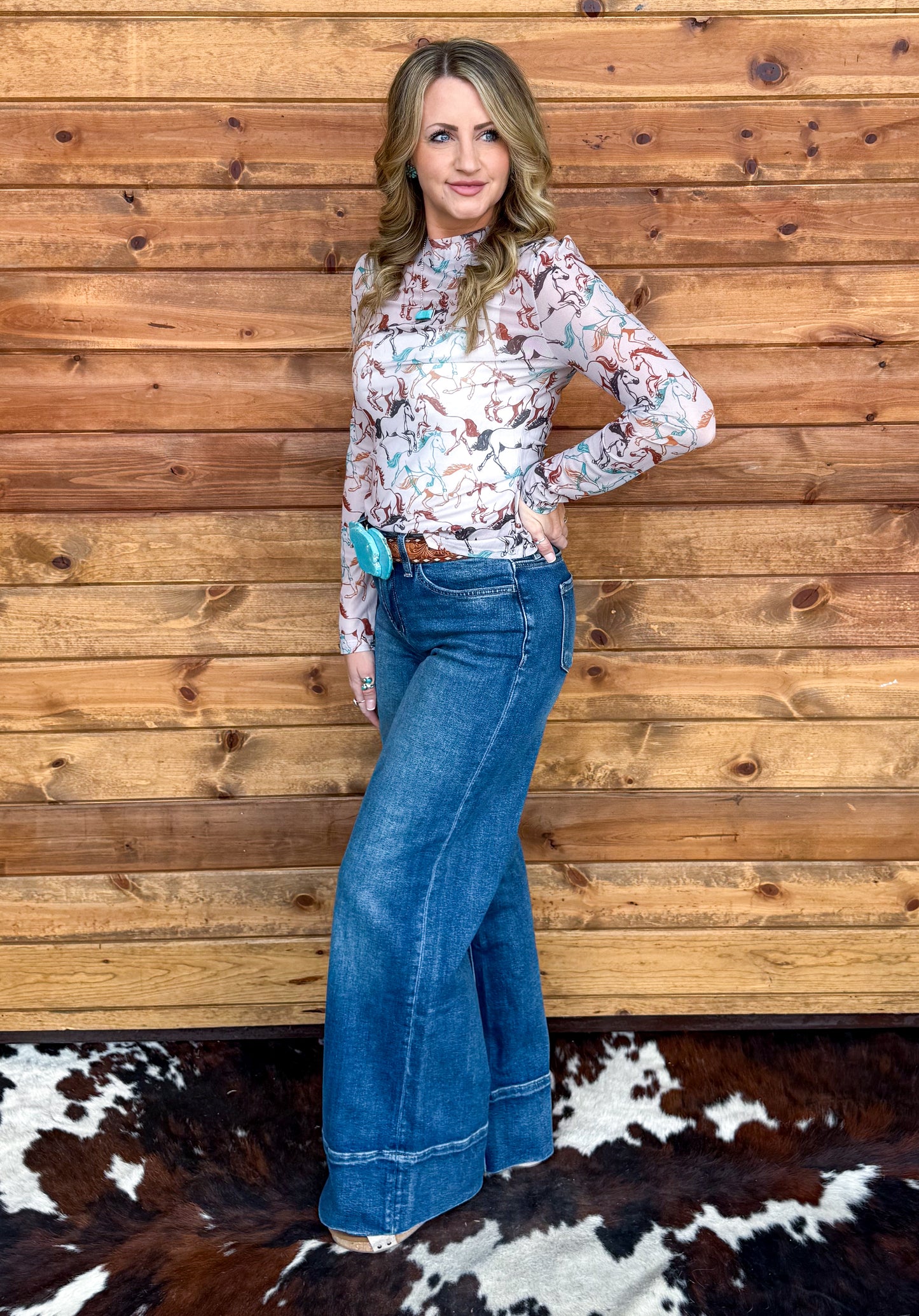 Colorful Horses Mesh Top