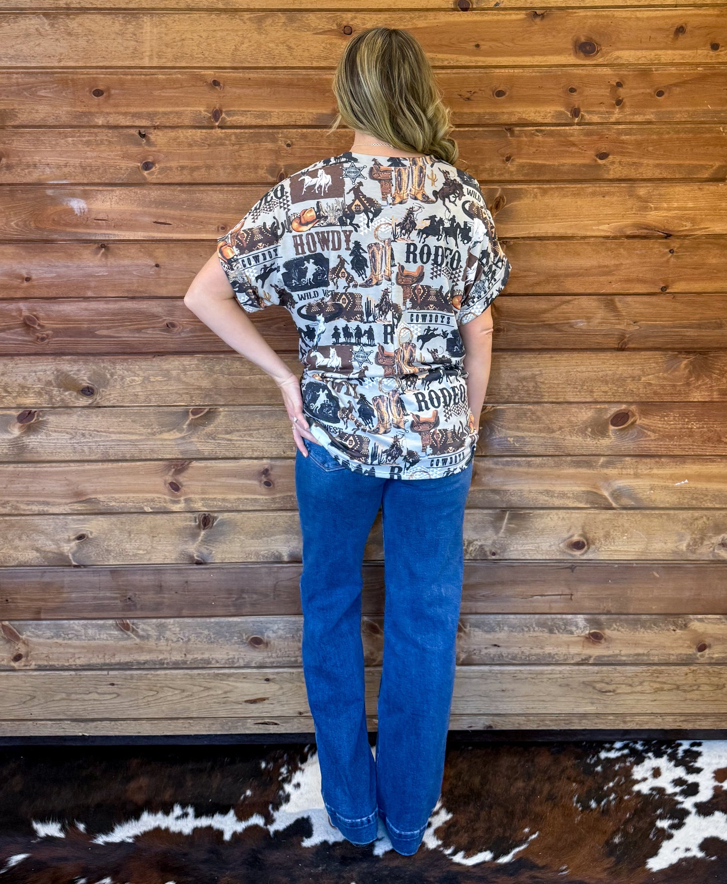 Howdy Cowboy Collage Top