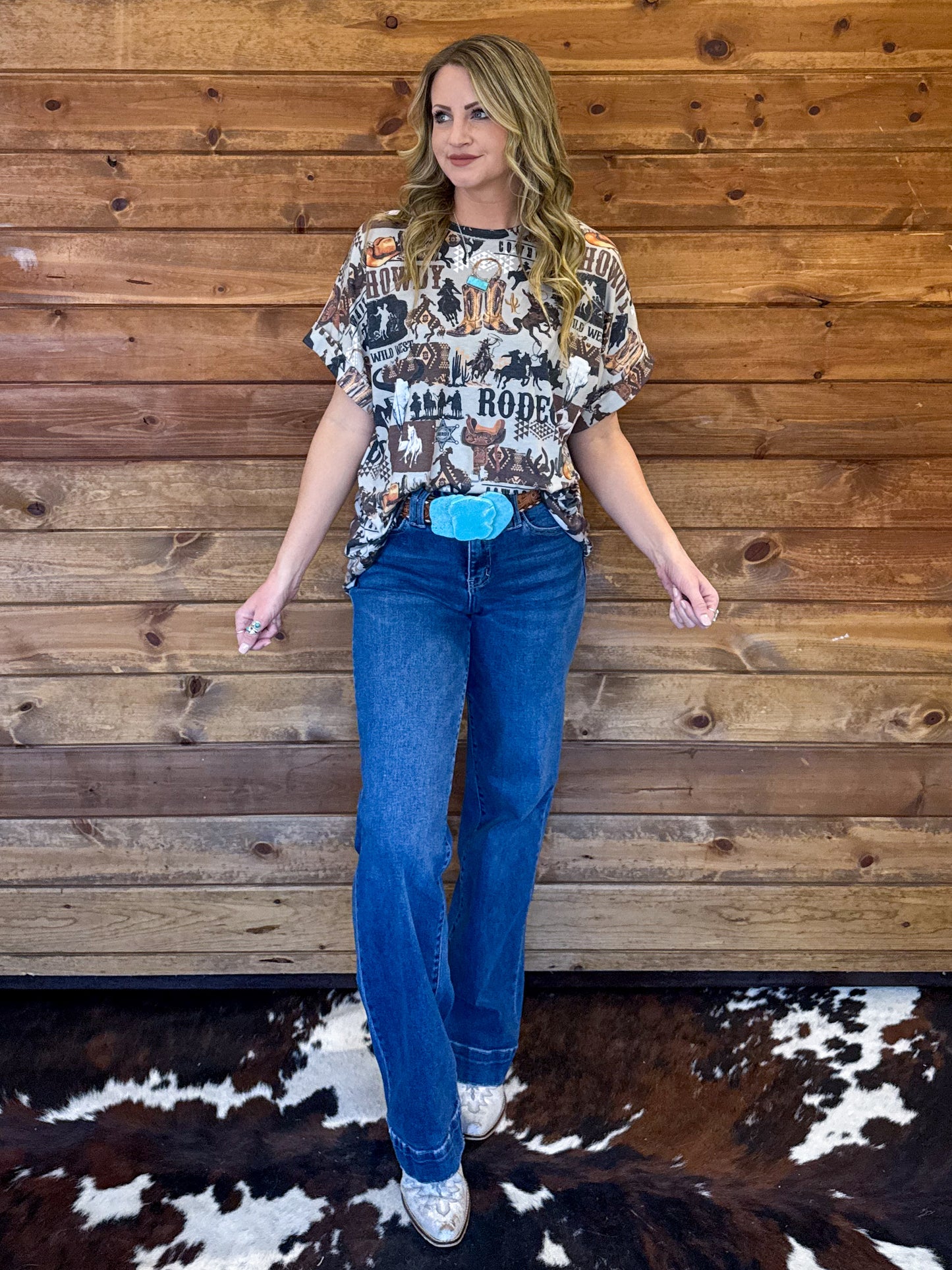 Howdy Cowboy Collage Top