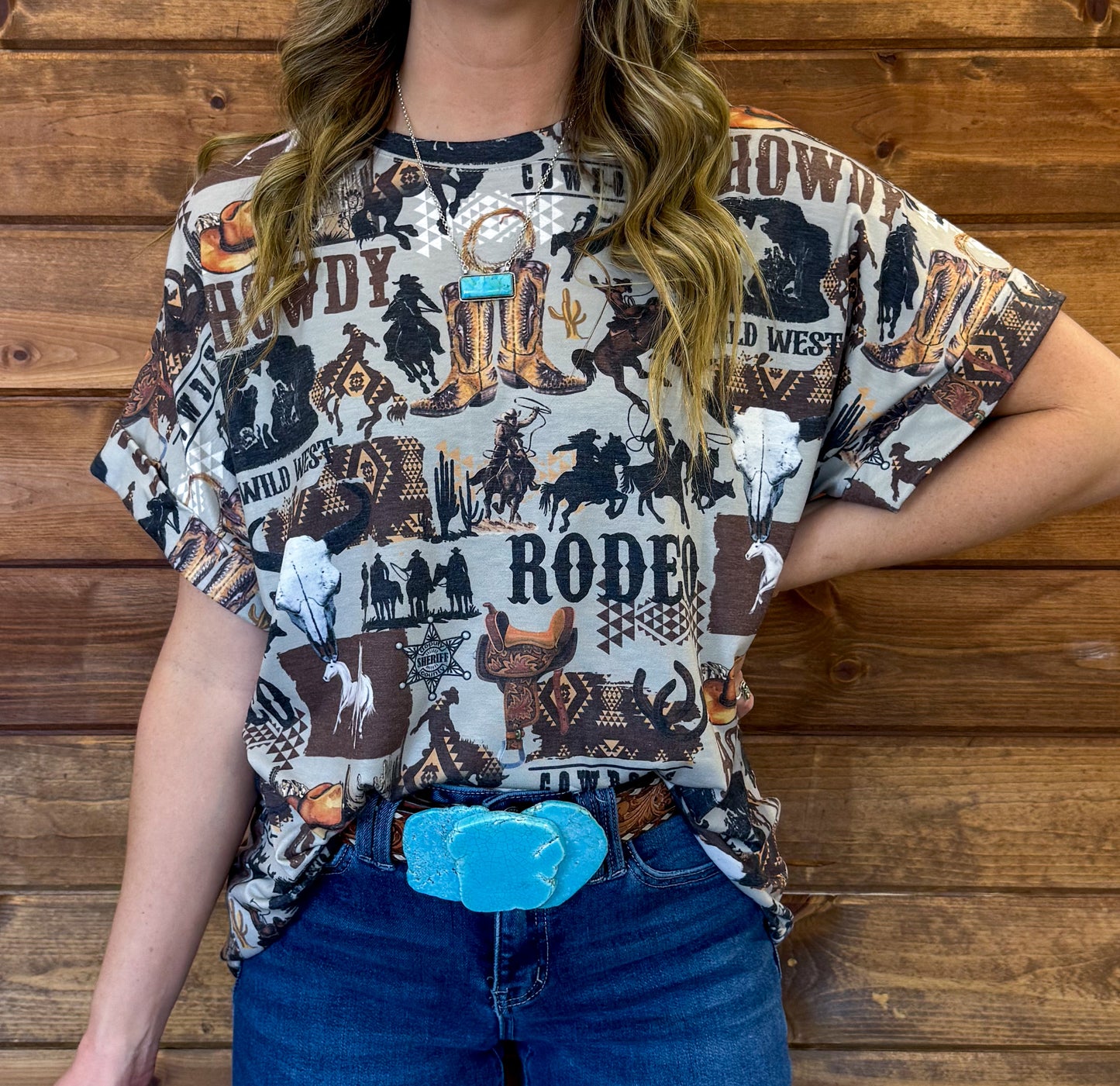 Howdy Cowboy Collage Top