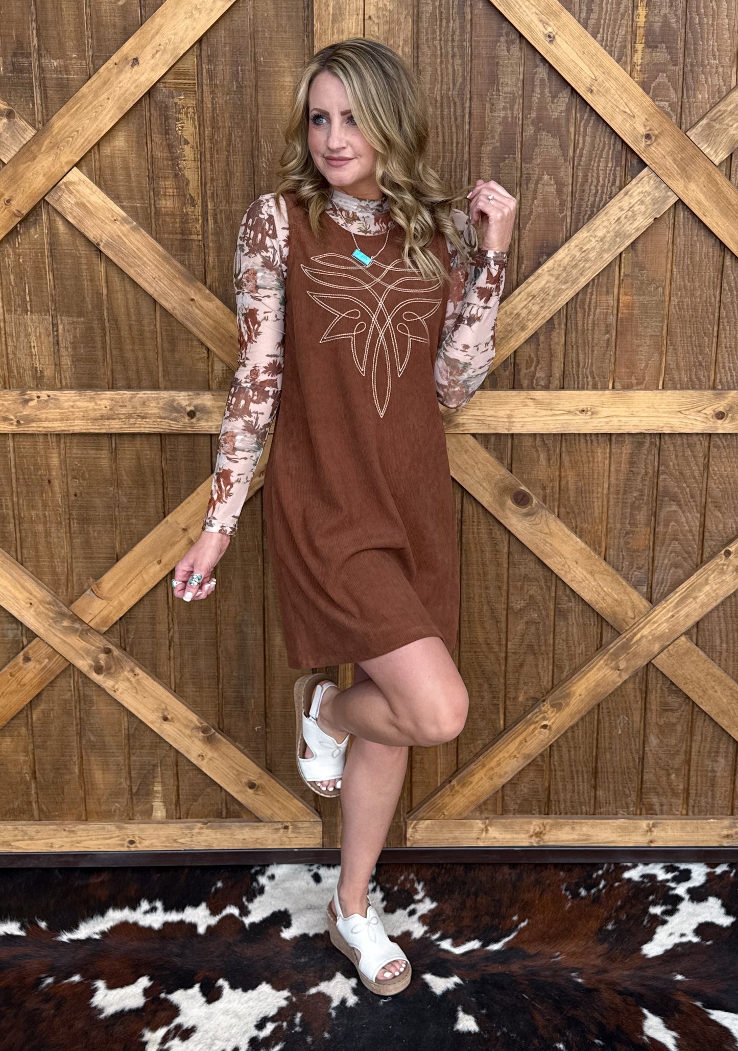 The Boot Stitch Dress *Brown