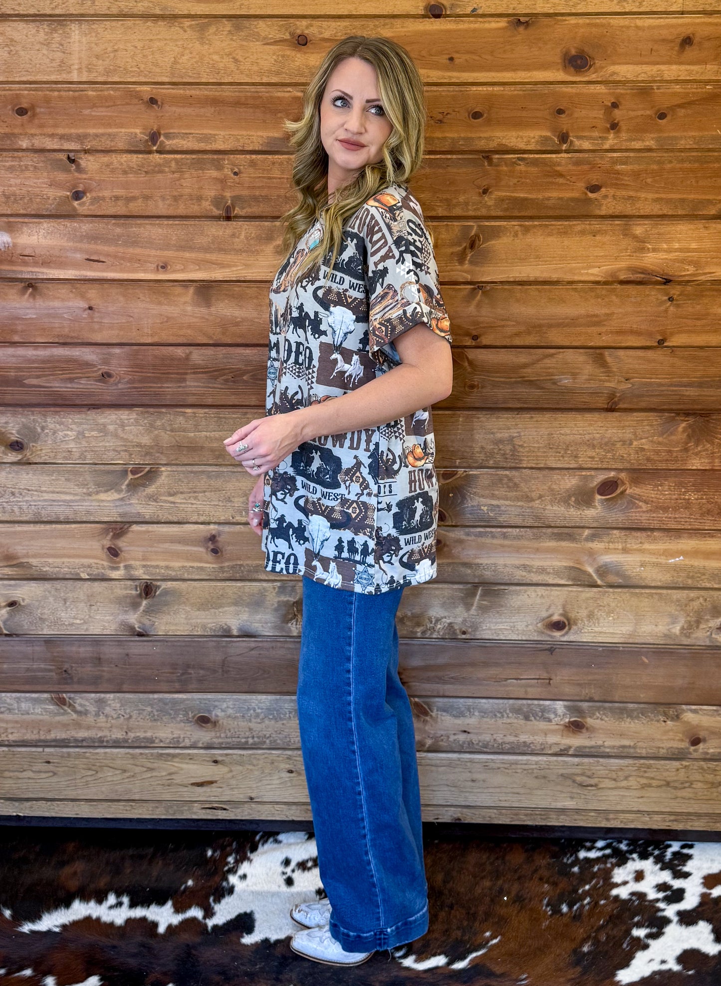 Howdy Cowboy Collage Top