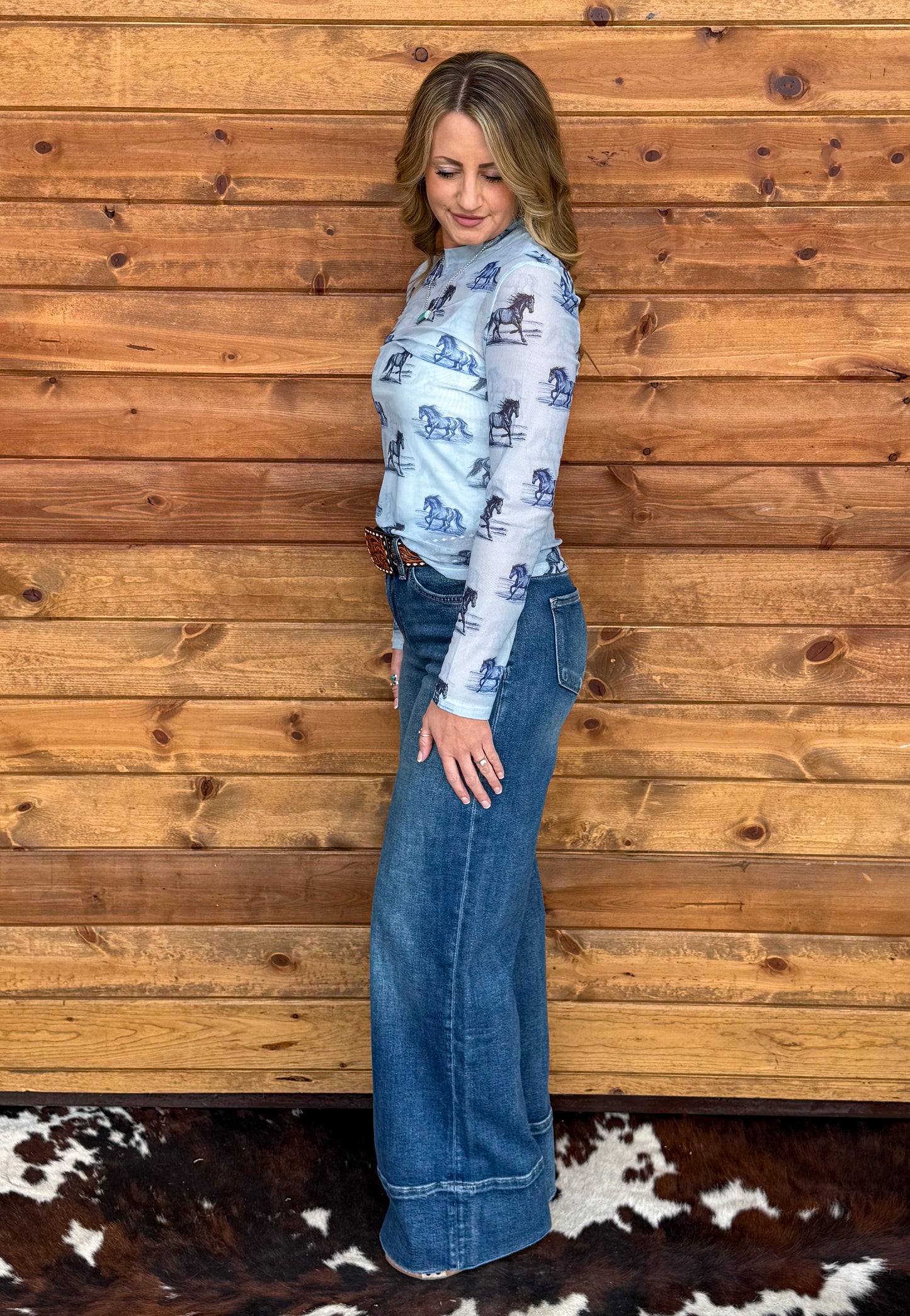 Blue Roan Mesh Top