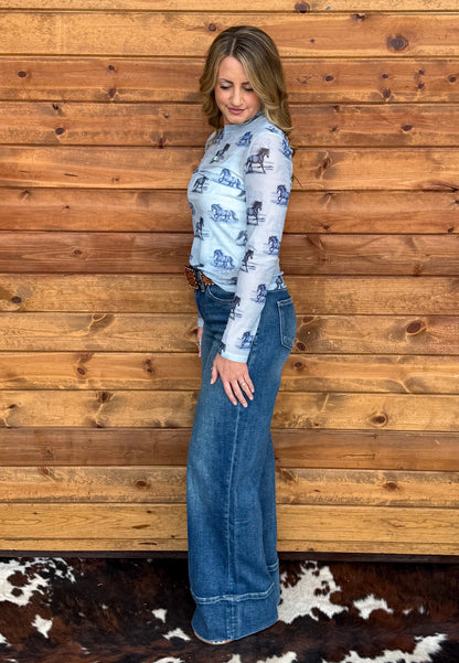Blue Roan Mesh Top