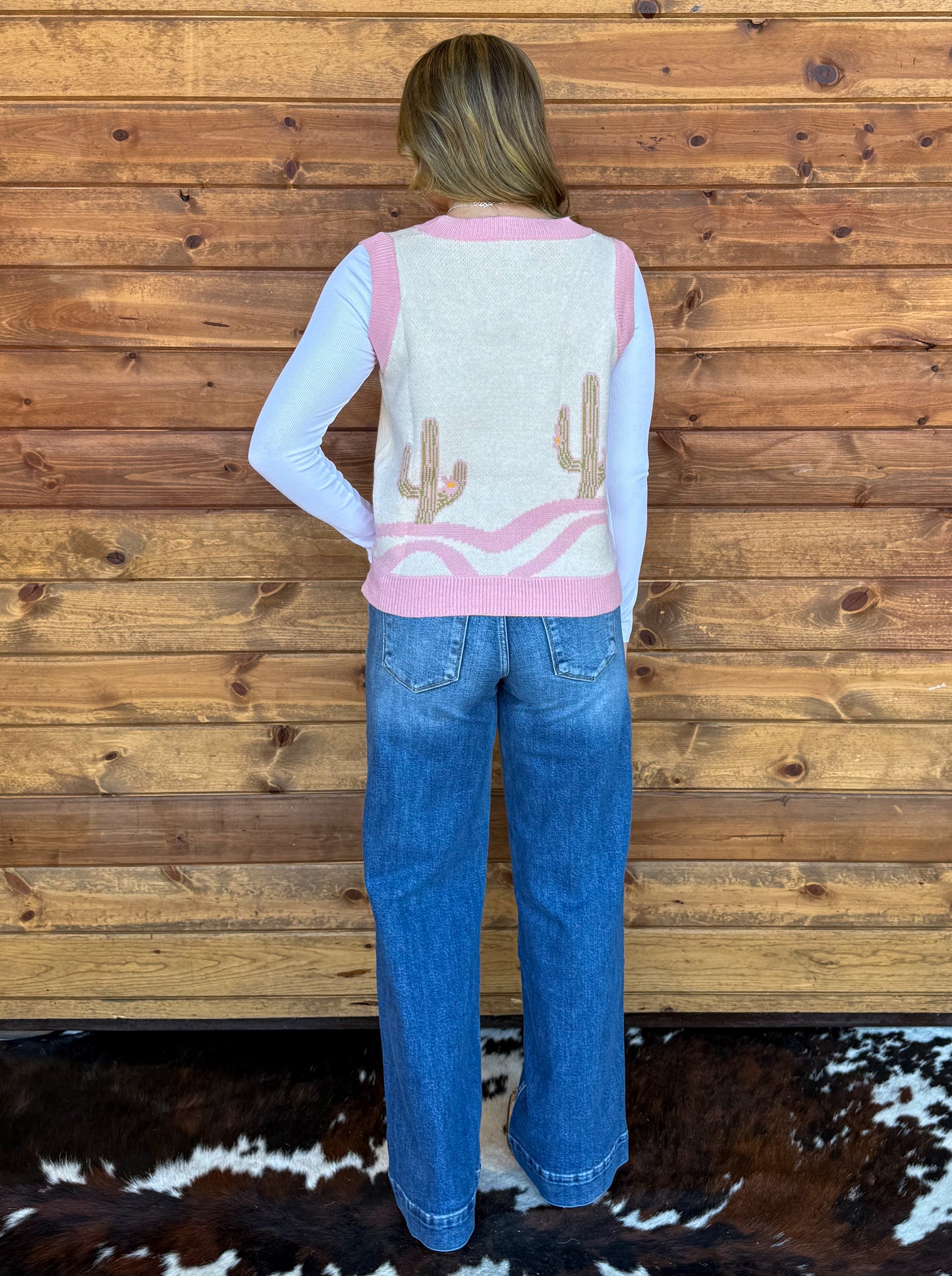 Pink Cactus Sweater Vest