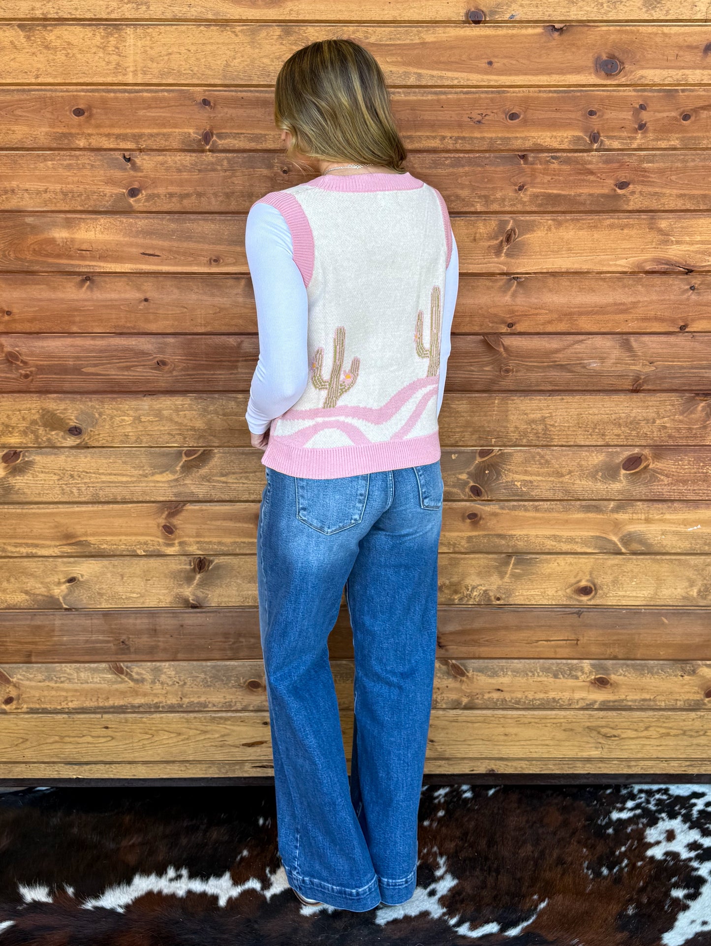 Pink Cactus Sweater Vest