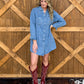 Boot Stitch Mini Denim Dress