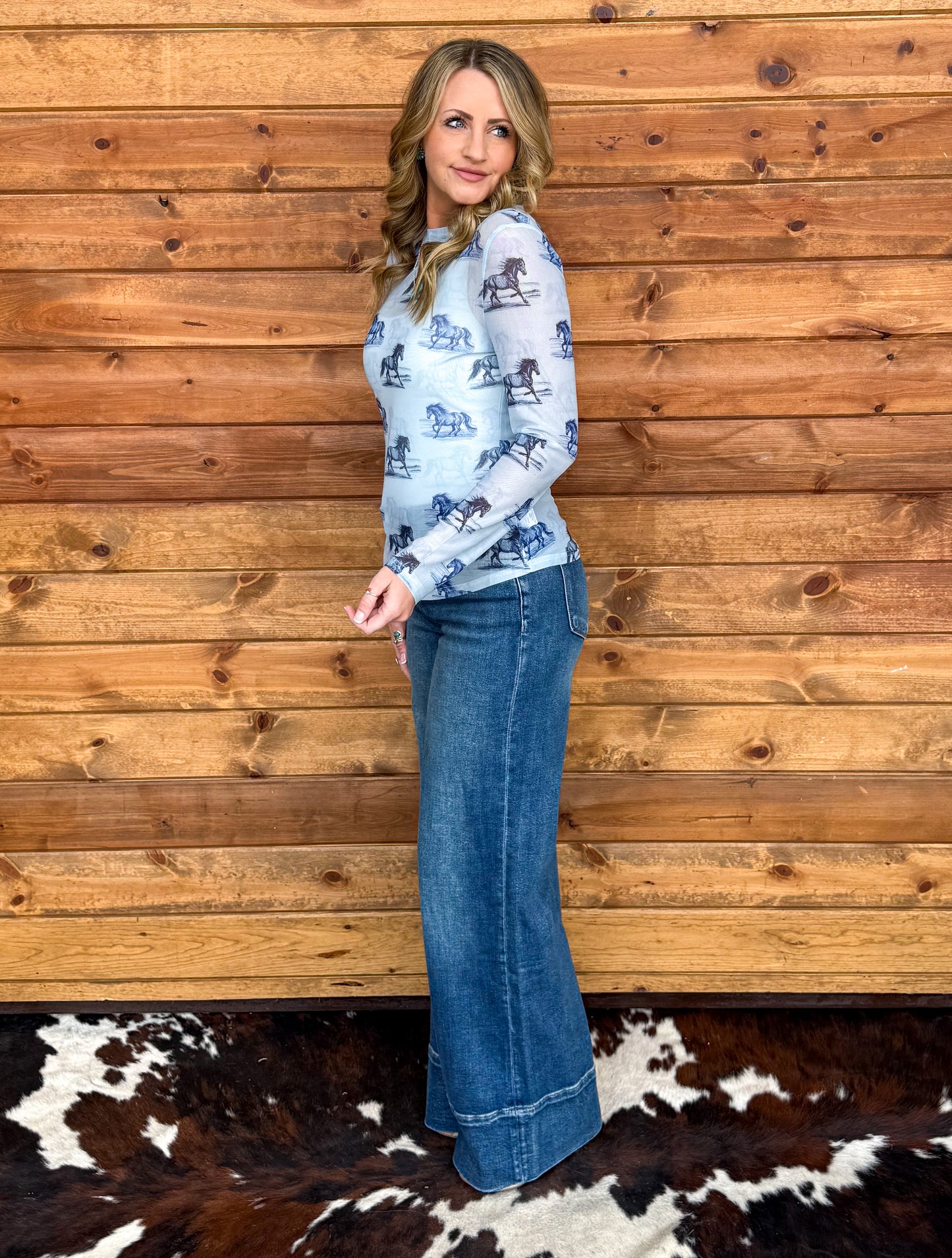 Blue Roan Mesh Top
