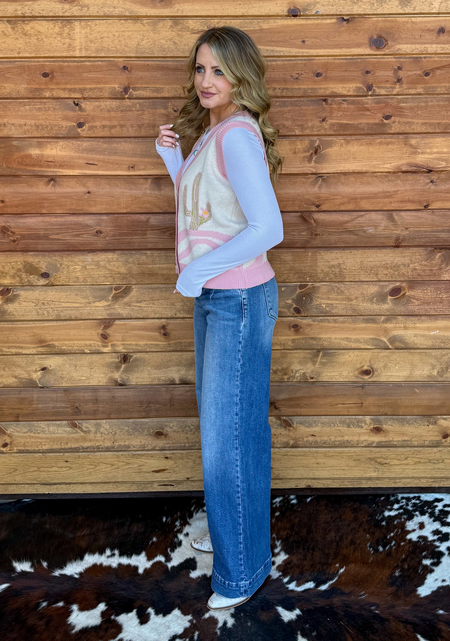 Pink Cactus Sweater Vest