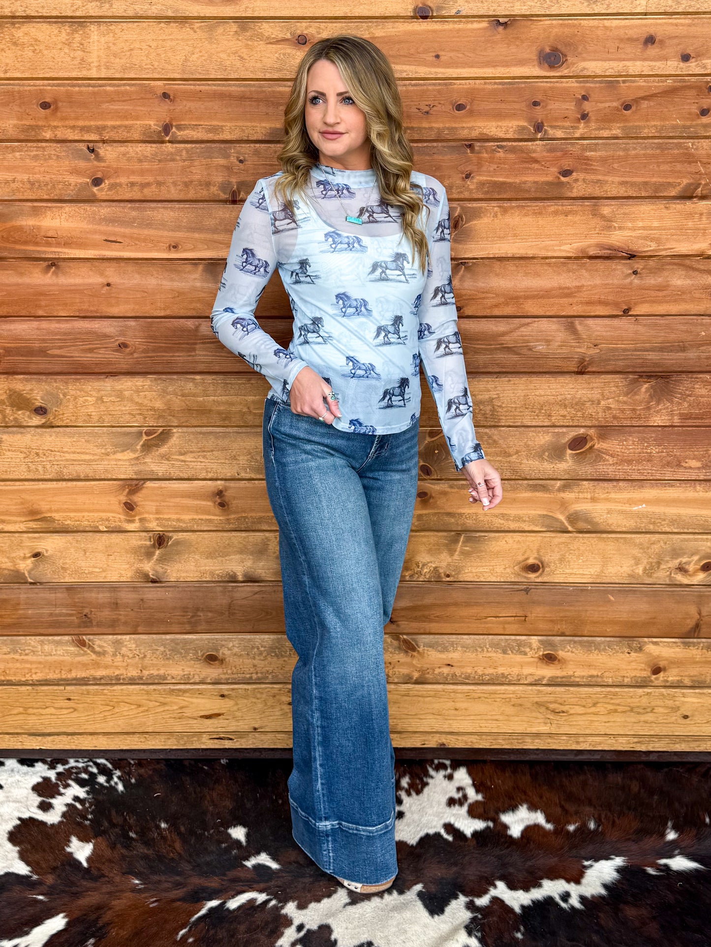 Blue Roan Mesh Top