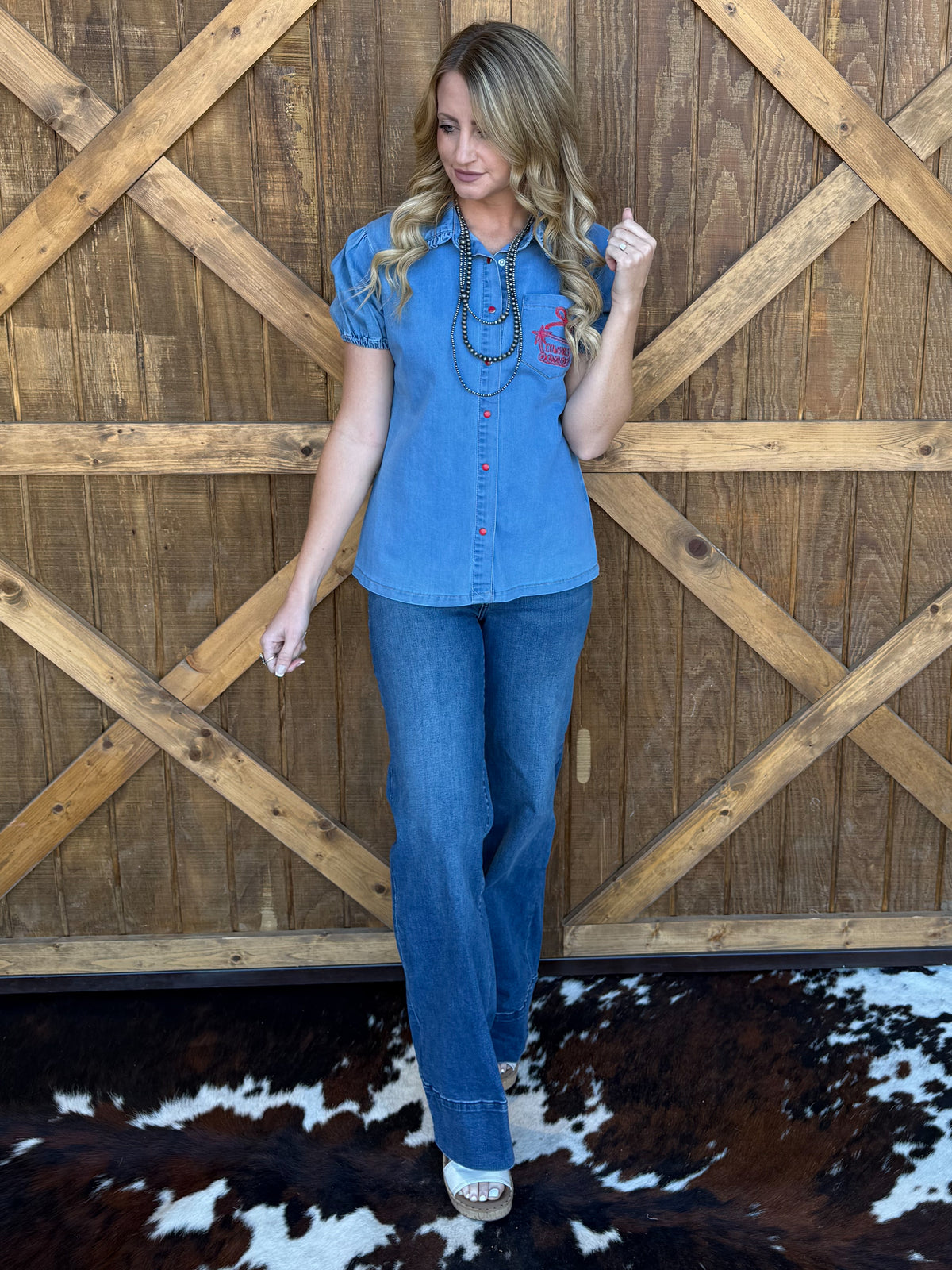 Cowgirl Party Denim Pearl Snap