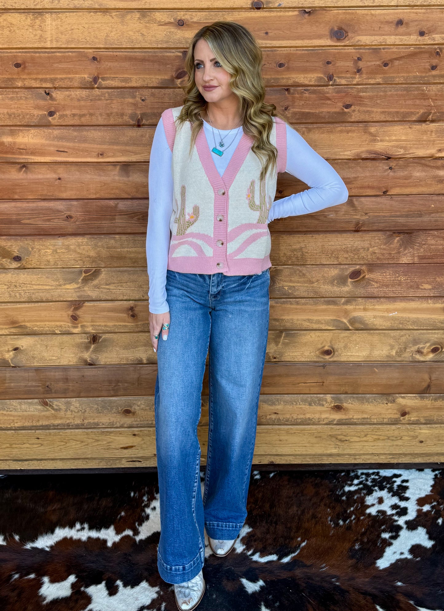 Pink Cactus Sweater Vest