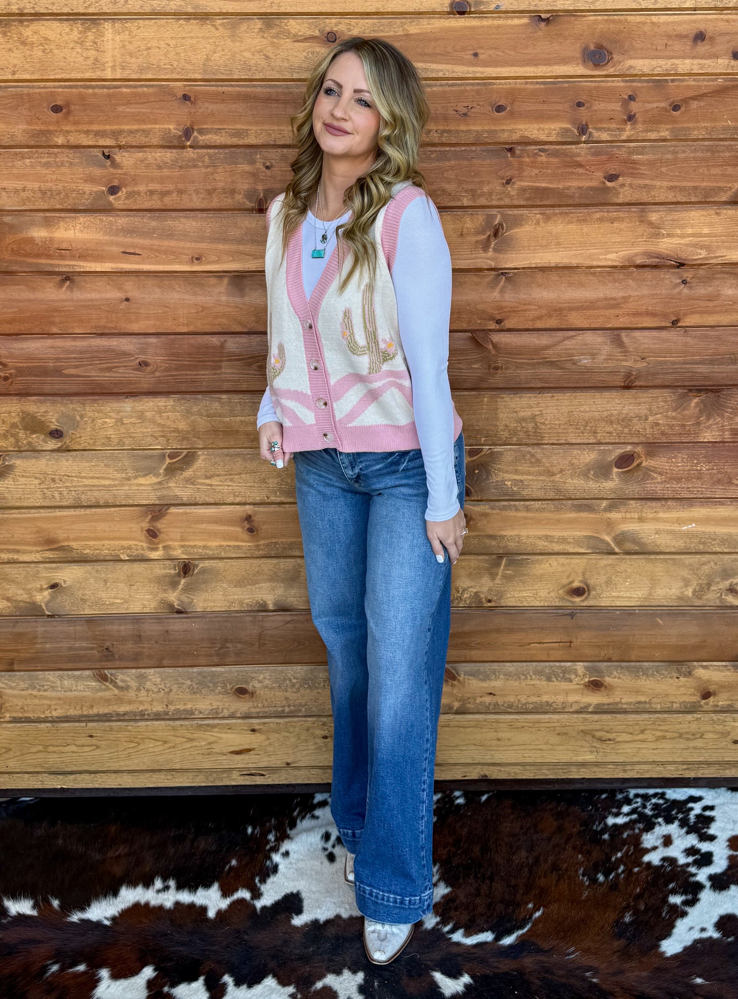 Pink Cactus Sweater Vest