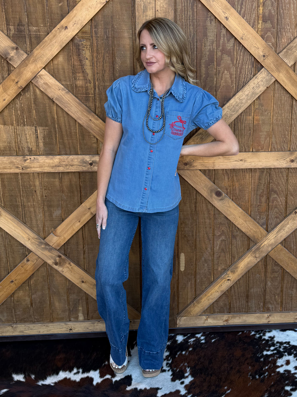 Cowgirl Party Denim Pearl Snap