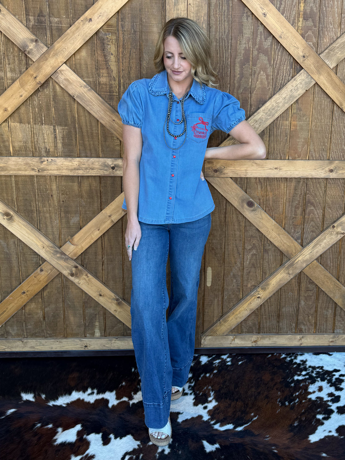 Cowgirl Party Denim Pearl Snap