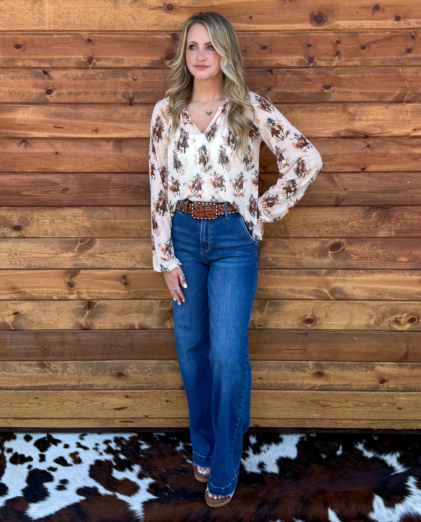 Rowdy Cowboy Mesh Blouse