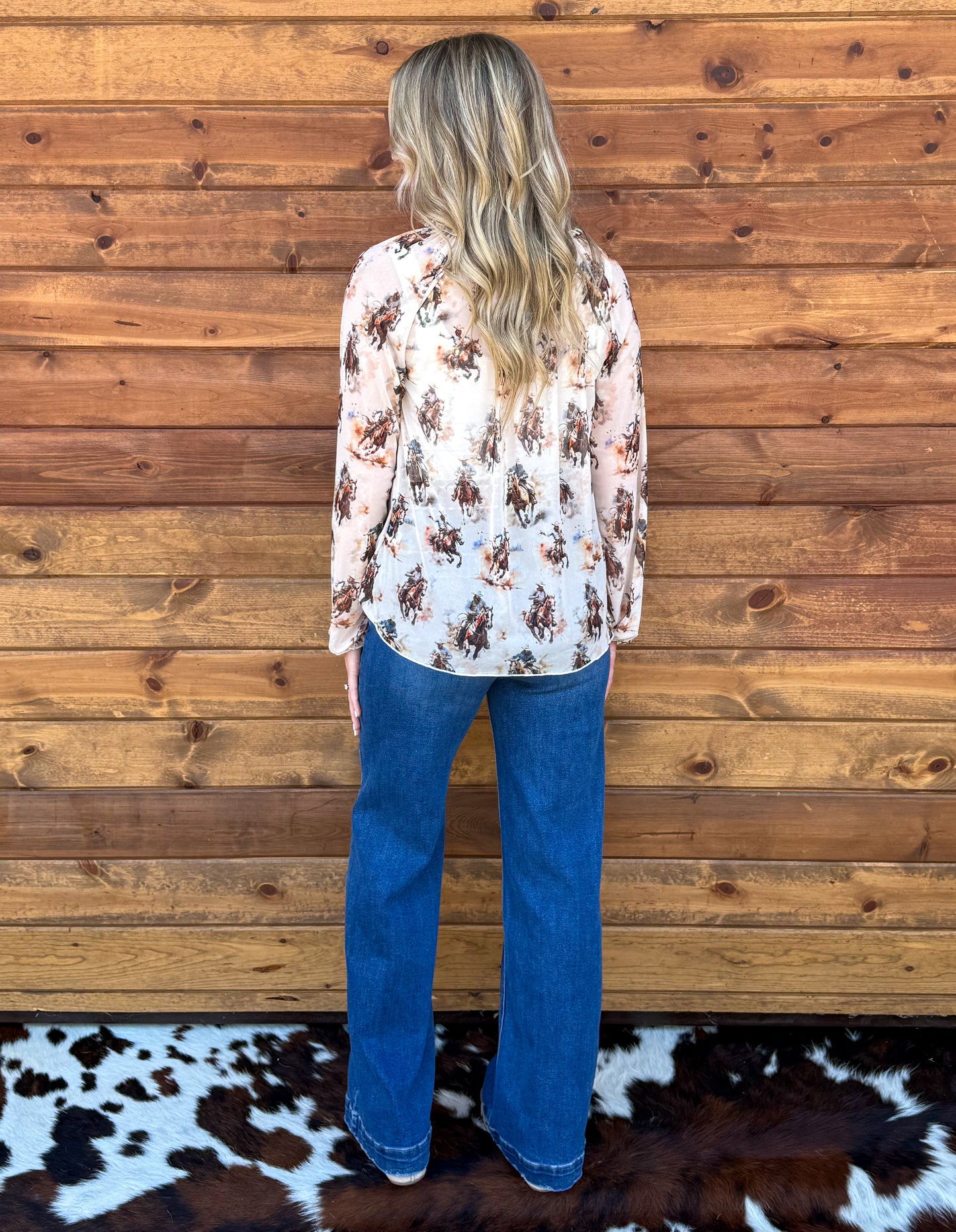 Rowdy Cowboy Mesh Blouse