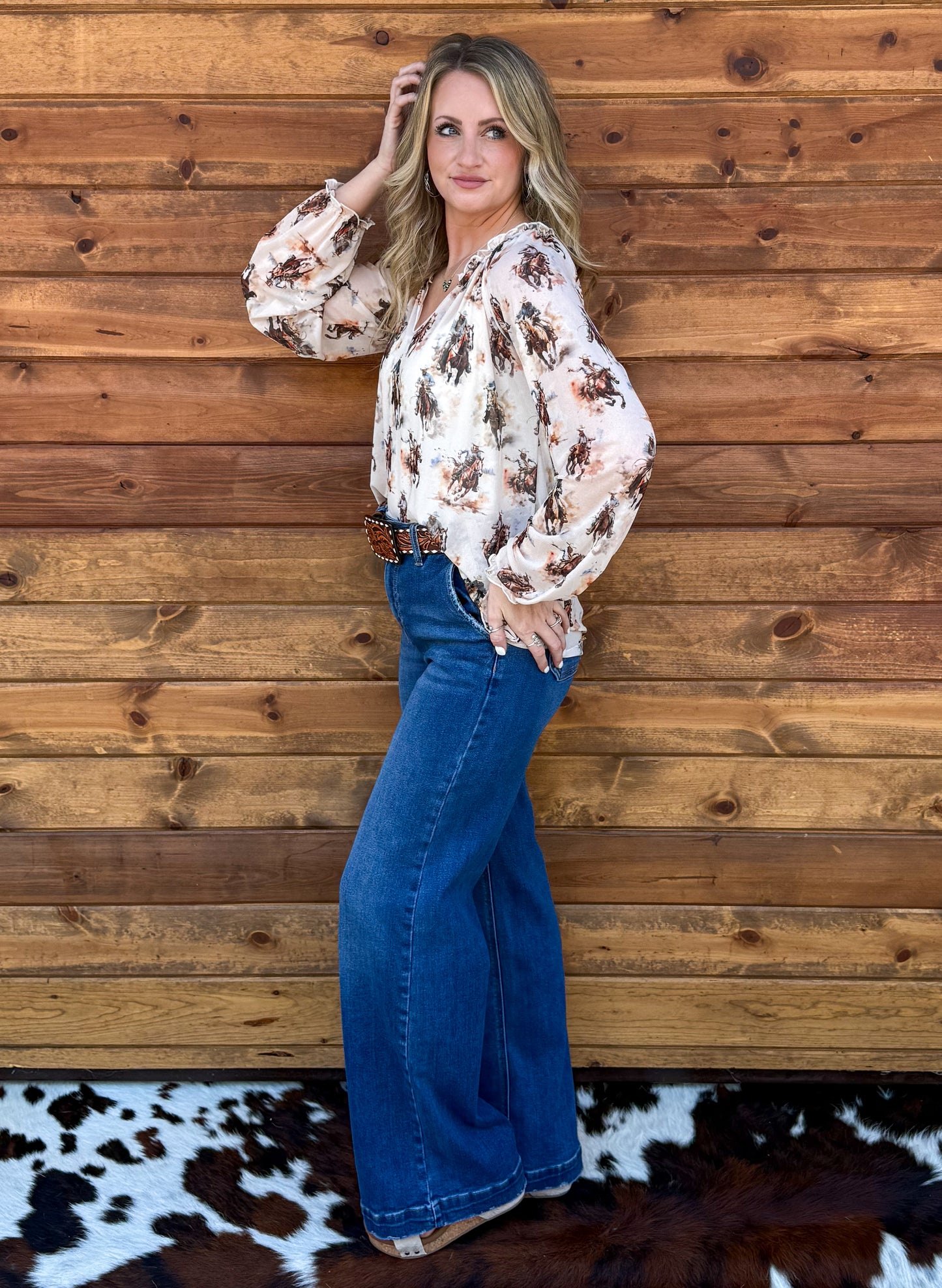 Rowdy Cowboy Mesh Blouse