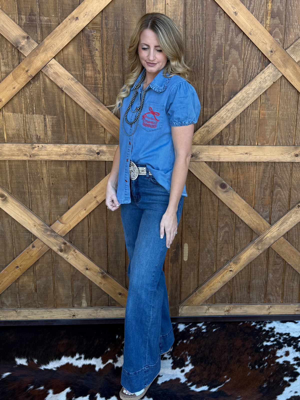 Cowgirl Party Denim Pearl Snap