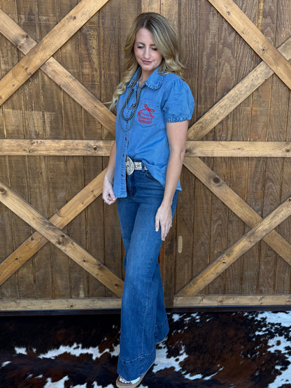 Cowgirl Party Denim Pearl Snap