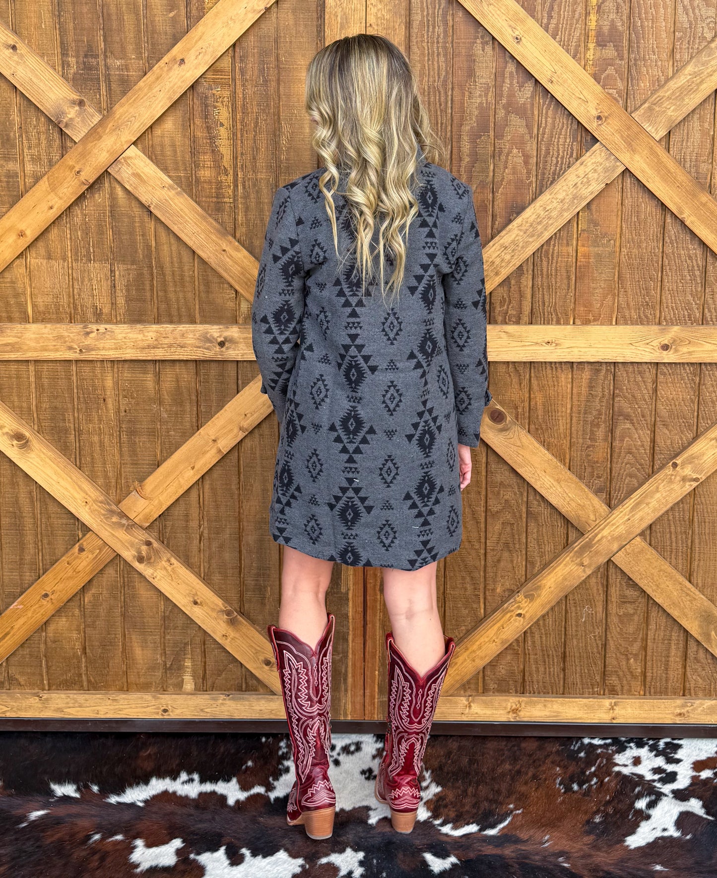Cowgirl Aztec Coat *Charcoal