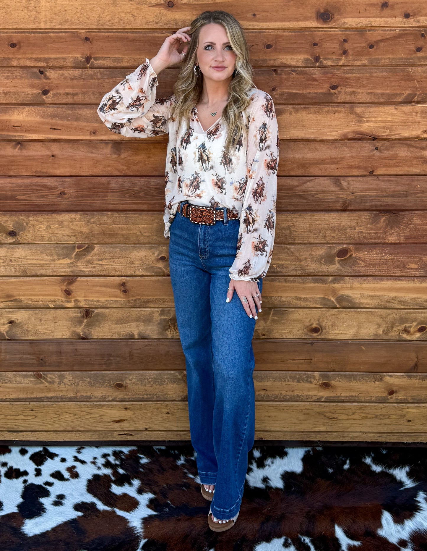 Rowdy Cowboy Mesh Blouse