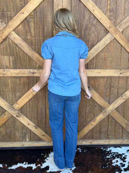 Cowgirl Party Denim Pearl Snap