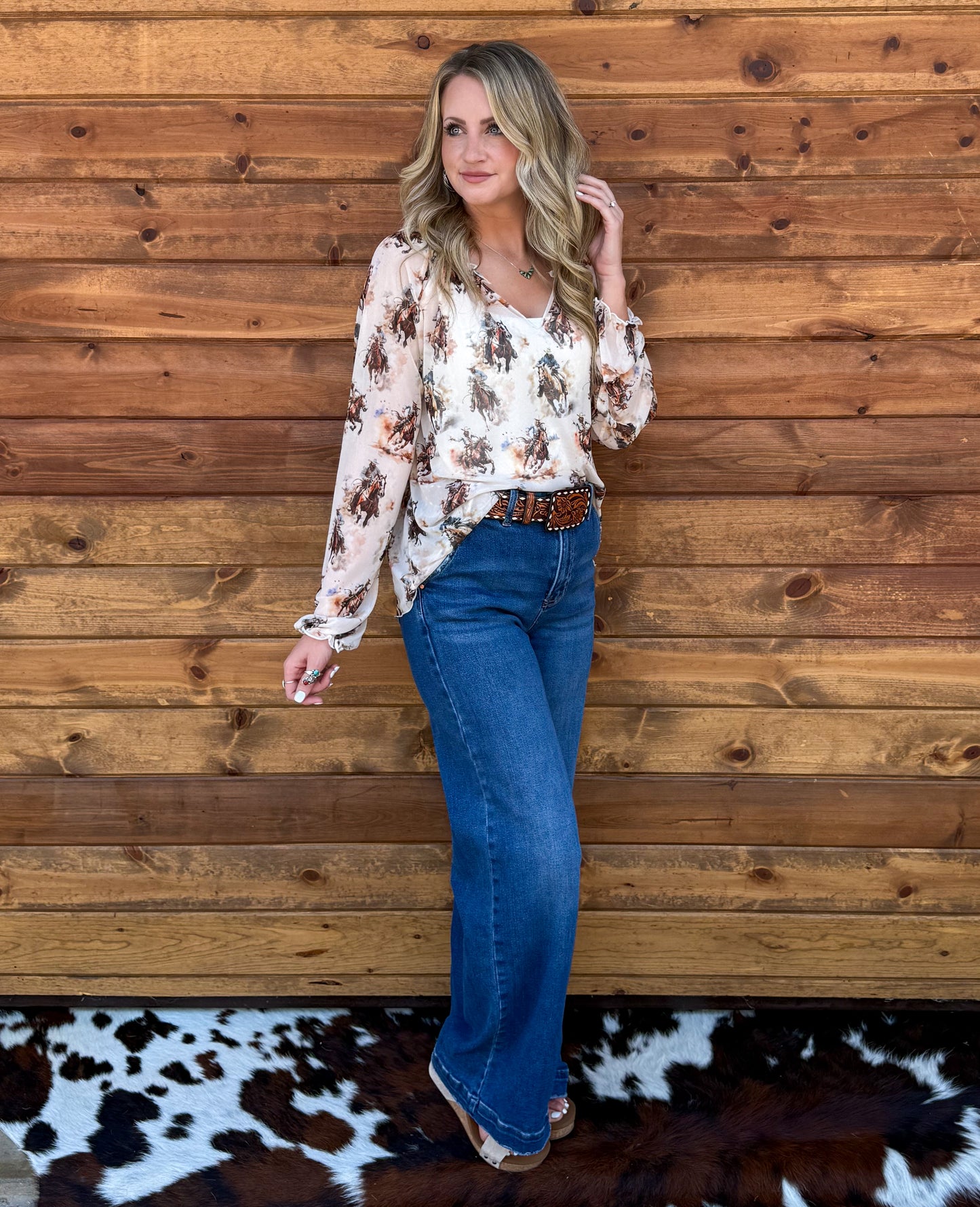 Rowdy Cowboy Mesh Blouse