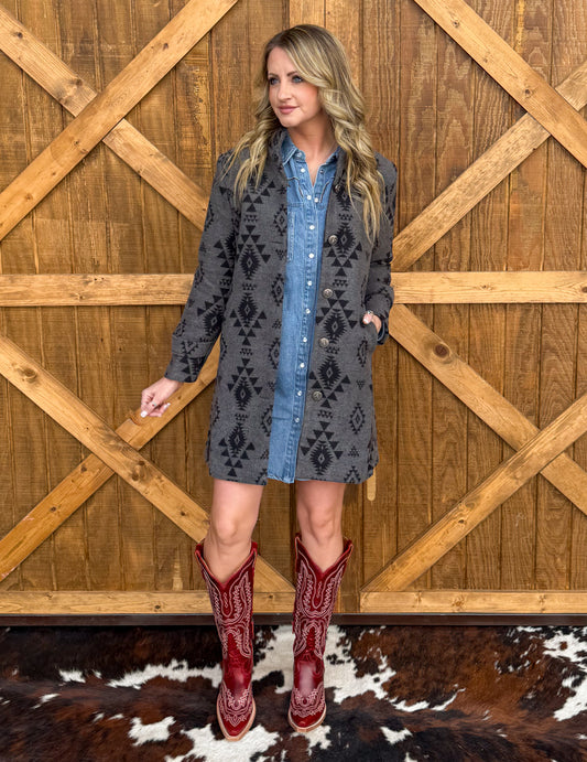 Cowgirl Aztec Coat *Charcoal