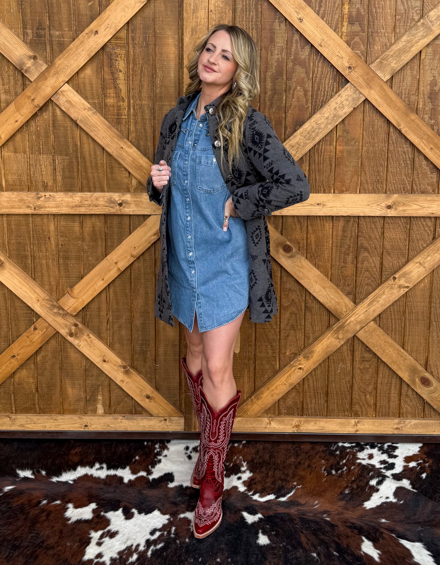 Cowgirl Aztec Coat *Charcoal