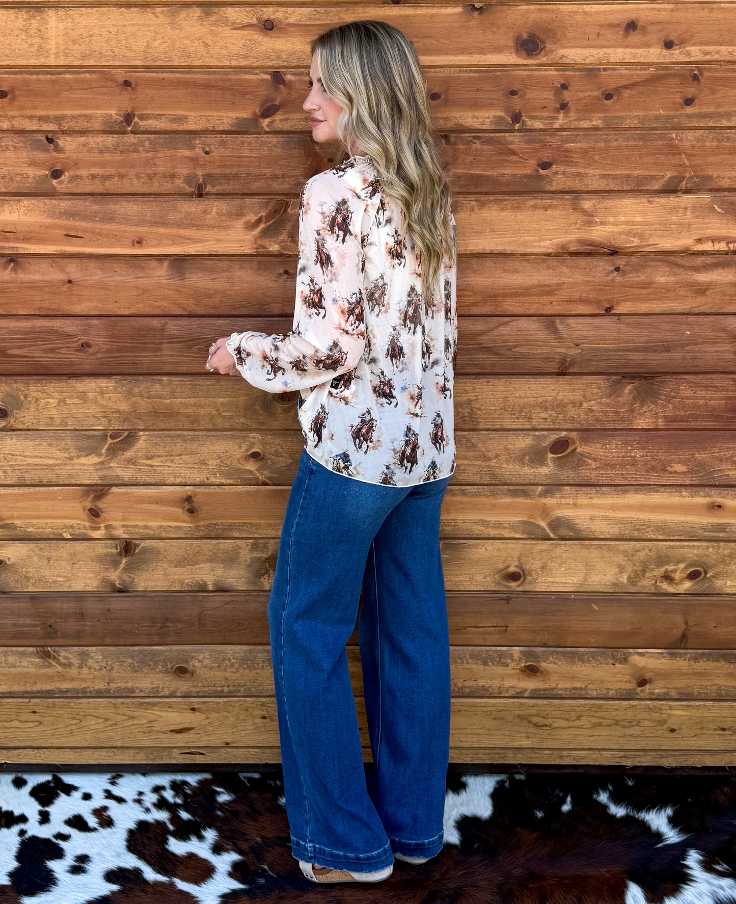 Rowdy Cowboy Mesh Blouse