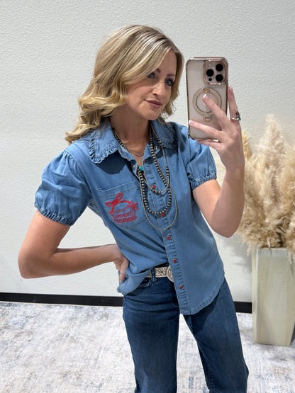 Cowgirl Party Denim Pearl Snap
