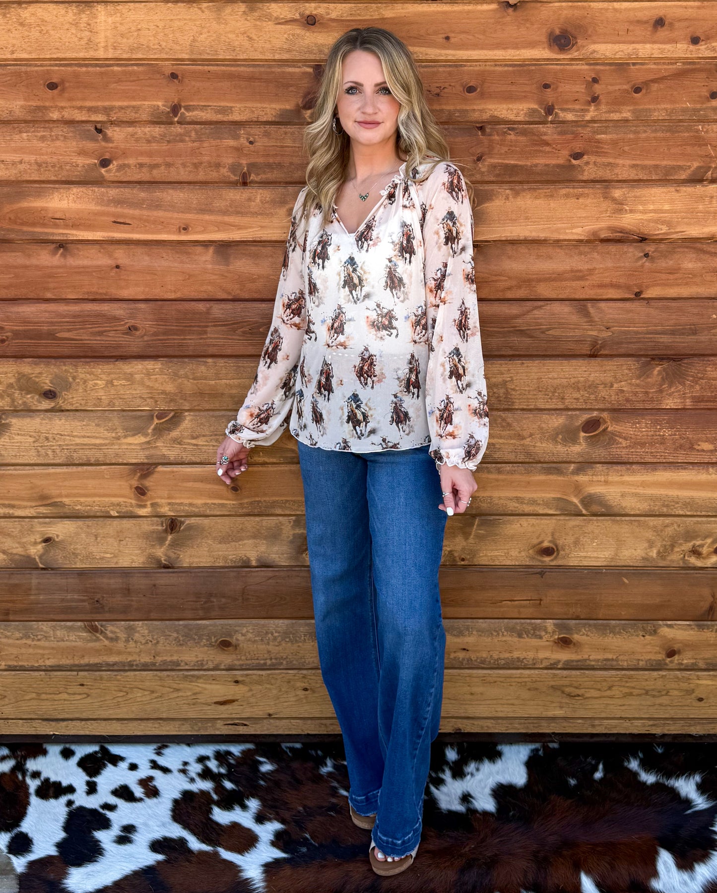 Rowdy Cowboy Mesh Blouse