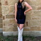 Vintage Boot Stitch Mini Dress *Black